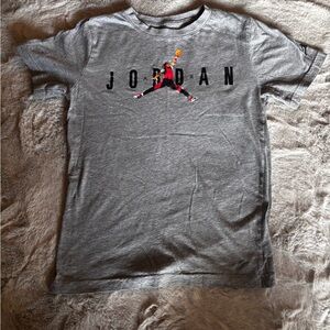 Jordan Heather Gray T-Shirt with Red Logo